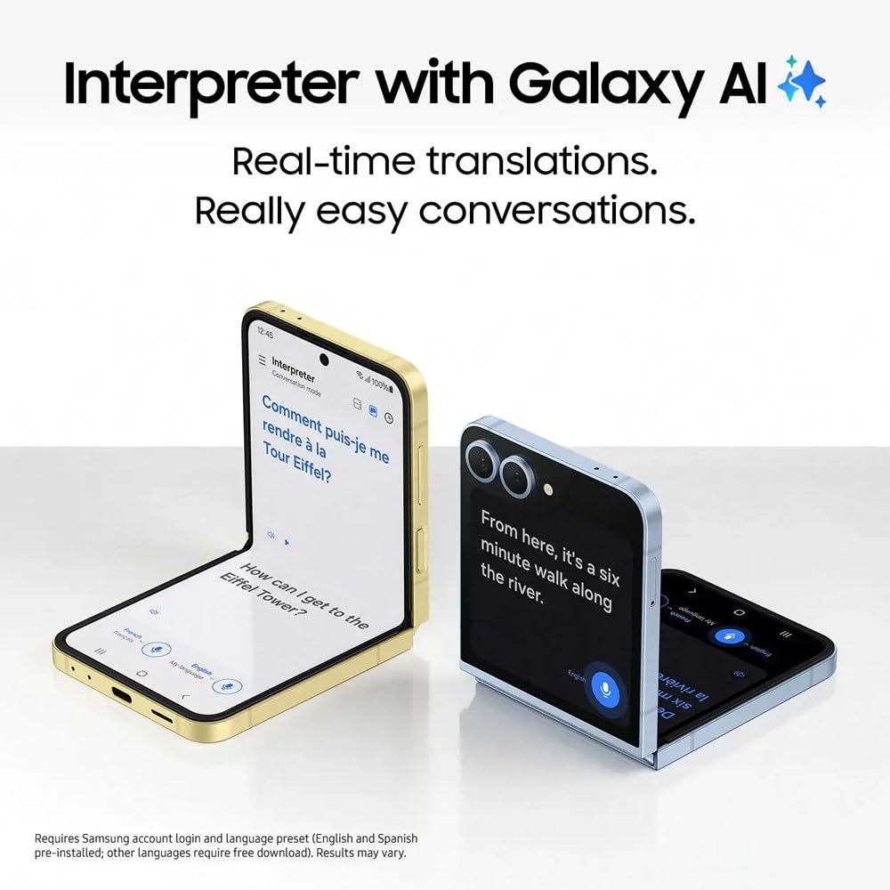 Samsung Galaxy Z Flip6 5G (256 Go, 12 Go) AMOLED pliable 6,7", caméra 50 MP 4K, Snapdragon 8 (modèle international pour Verizon, T-Mobile, Global) F741W (ombre argentée)