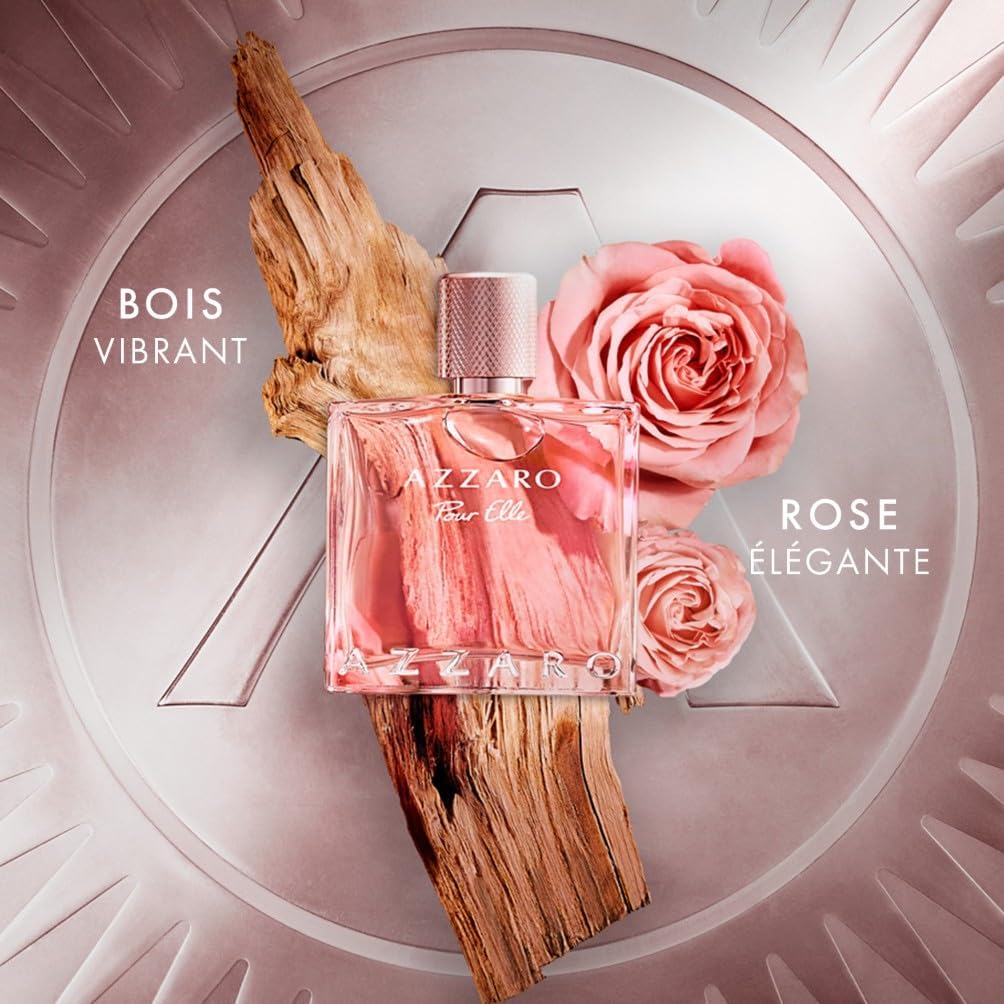 Azzaro Pour Elle - Eau de Parfum pour Femme - Florale, Boisée et Fruitée - Parfum Gourmand - Accords de Citron, Rose et Bois de Santal - Spray Vaporisateur - 100 ml