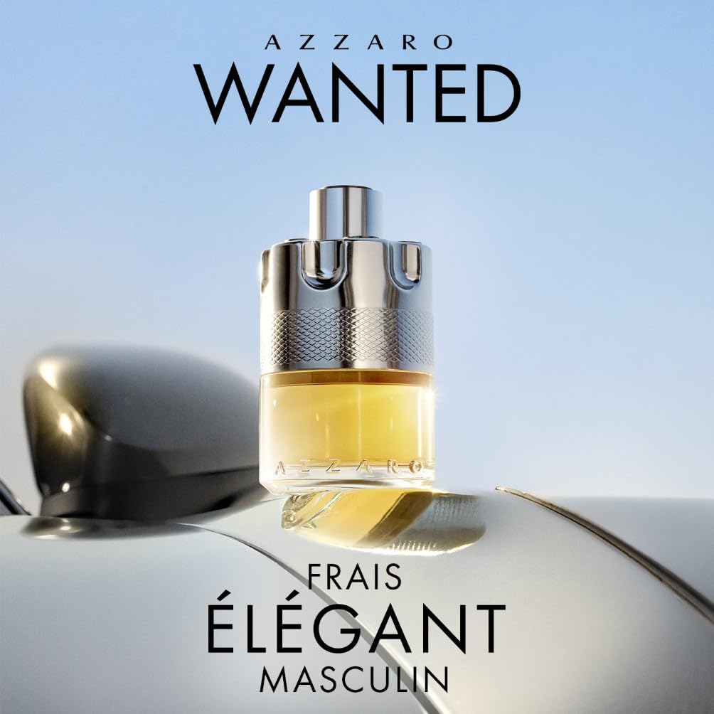 AZZARO Wanted - Eau De Toilette Homme - Boisé Agrume Épicé - Cardamome, Vétiver & Citron - Tenue Longue Durée - Spray Vaporisateur