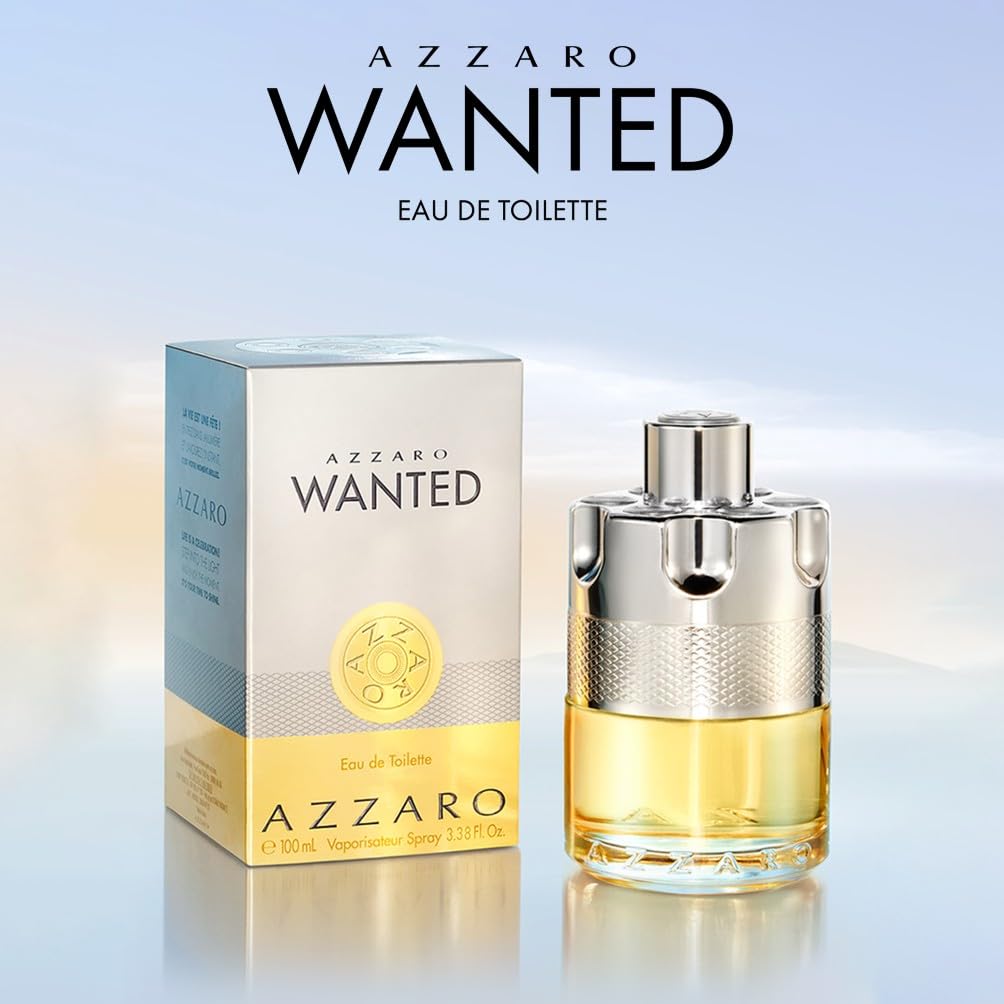 AZZARO Wanted - Eau De Toilette Homme - Boisé Agrume Épicé - Cardamome, Vétiver & Citron - Tenue Longue Durée - Spray Vaporisateur