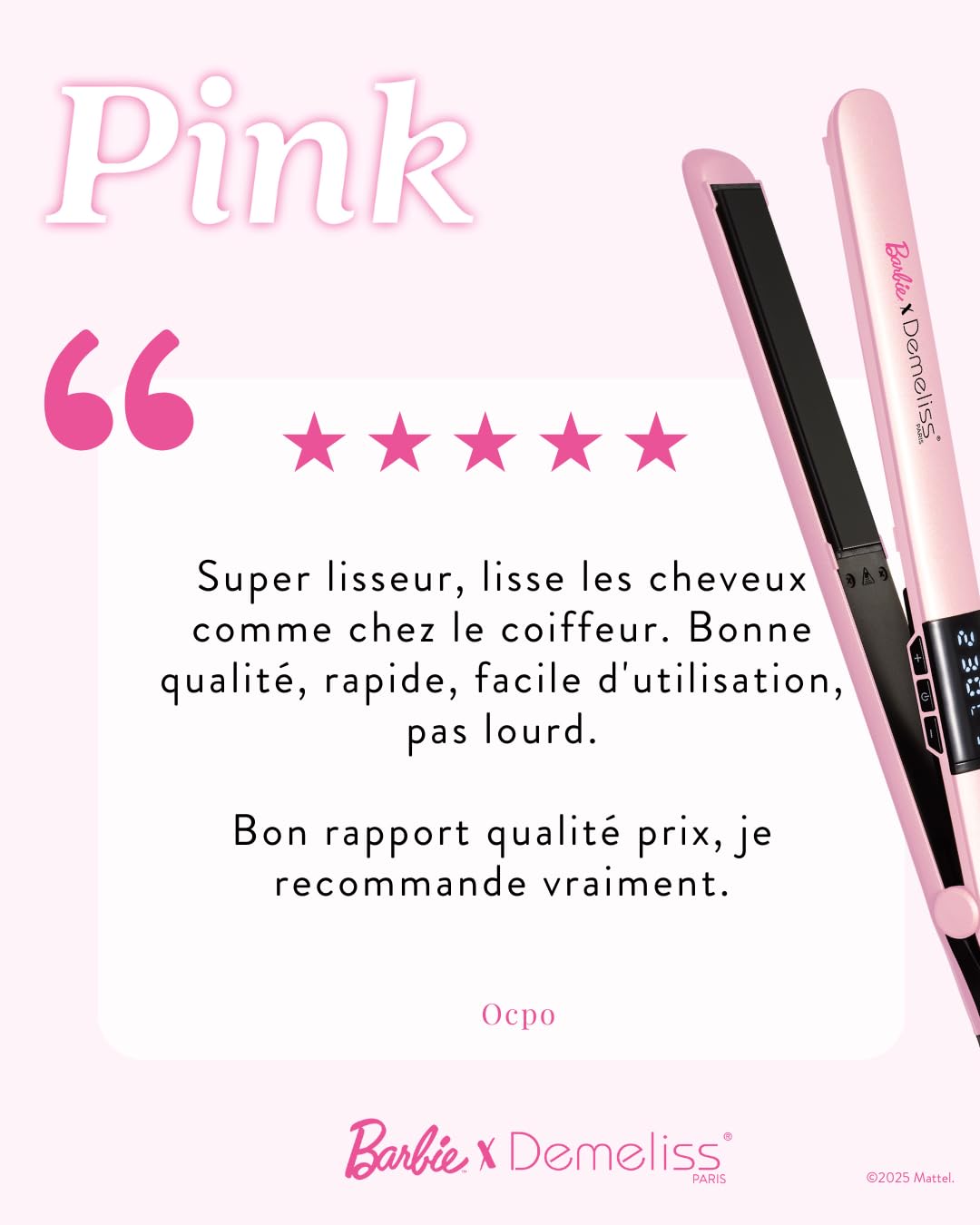 Demeliss SAINT ALGUE Gold Straightener – Straightening from the Root – Fine Ceramic Plates, Tourmaline – Adjustable Temperature 150°C to 230°C – Smooth to Wavy Hair – Ergonomic Design, Professional