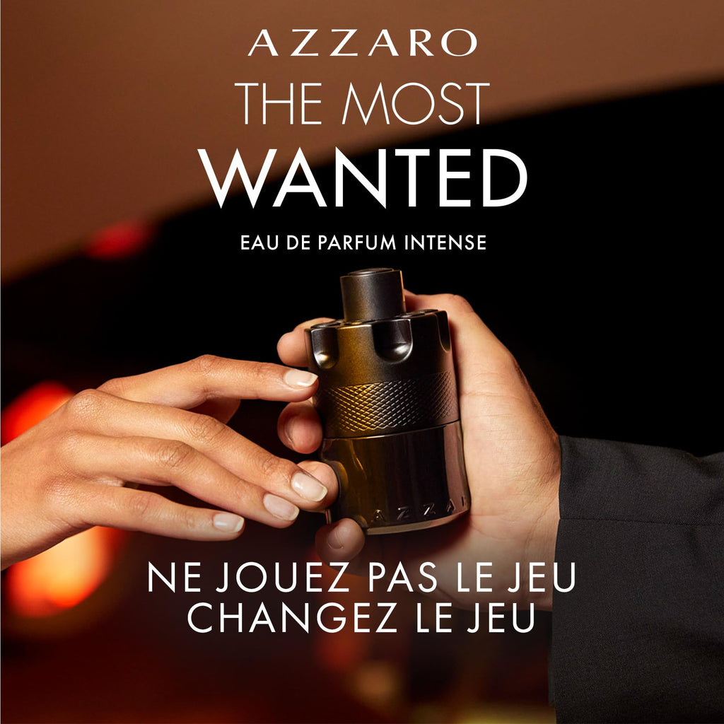 AZZARO The Most Wanted - Eau De Parfum Intense Homme - Fougère Ambré Boisé - Cardamome, Caramel Fondant & Bois Ambré - Tenue Longue Durée - Spray Vaporisateur