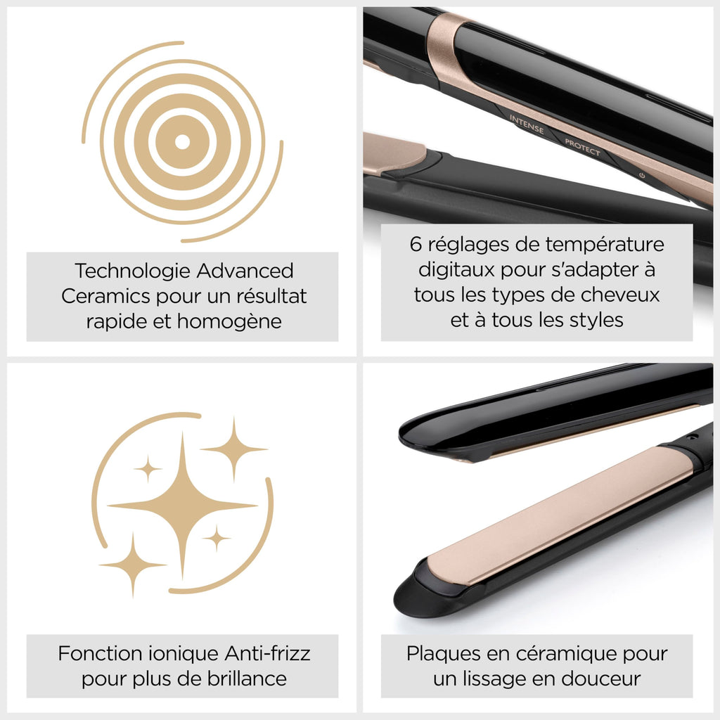 BaByliss Super Smooth Hair Straightener - Ionic Anti-Frizz Technology, Heat Resistant Mat, Ceramic Plates for Perfect Straightening, Ultra-Fast Heating, Temperatures 140-235°C, ST393E