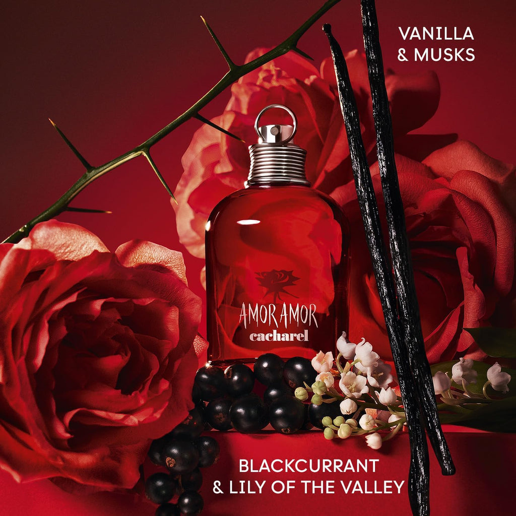 Cacharel - Amor Amor - Eau De Toilette - Parfum Sensuel, Doux et Romantique pour Femme - Une Fragrance Florale, Fruitée et Ambrée - Parfum de Luxe pour Femme