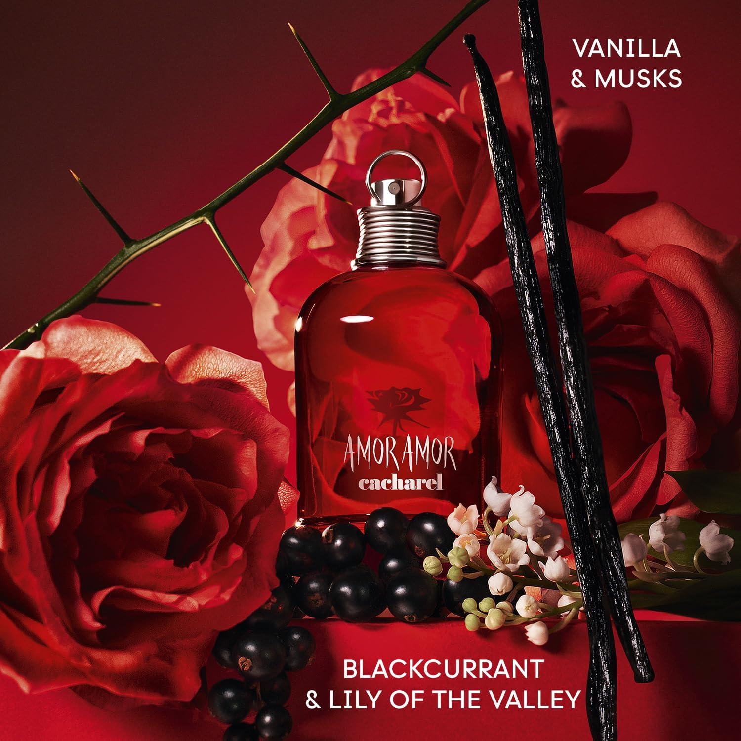 Cacharel - Amor Amor - Eau De Toilette - Parfum Sensuel, Doux et Romantique pour Femme - Une Fragrance Florale, Fruitée et Ambrée - Parfum de Luxe pour Femme