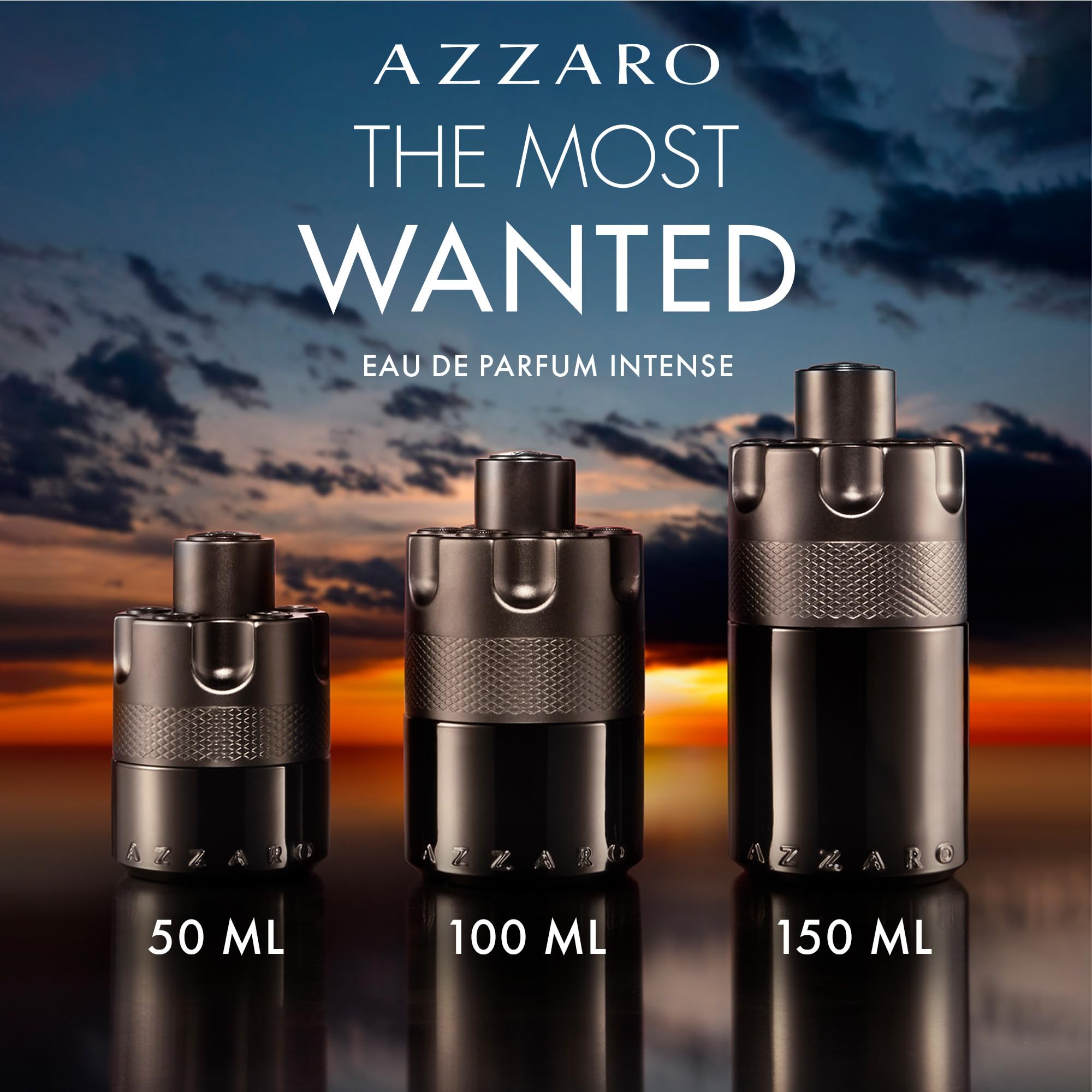 AZZARO The Most Wanted - Eau De Parfum Intense Homme - Fougère Ambré Boisé - Cardamome, Caramel Fondant & Bois Ambré - Tenue Longue Durée - Spray Vaporisateur