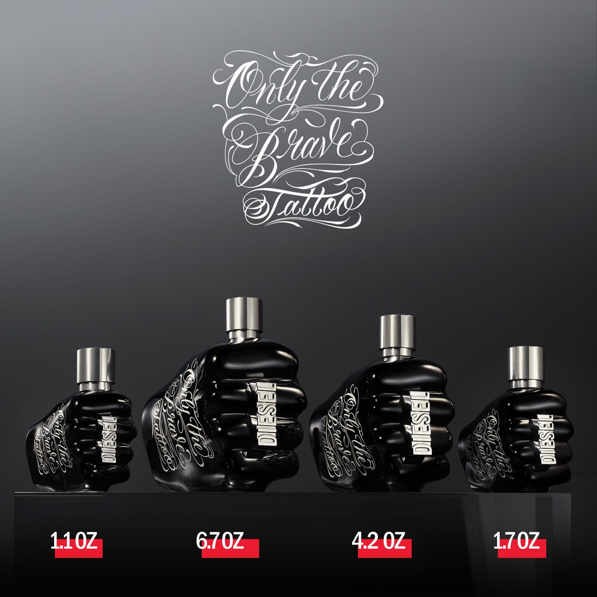 DIESEL Only The Brave Tattoo - Eau De Toilette Homme - Boisé - Accord Pomme Granny Smith, Bois Ambrés & Tabac Narguilé - Tenue Longue Durée - Spray Vaporisateur