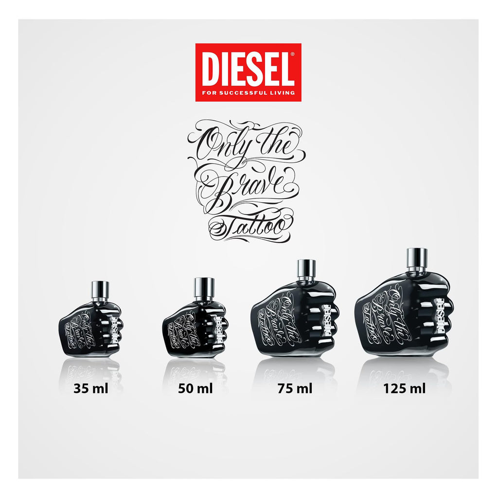 DIESEL Only The Brave Tattoo - Eau De Toilette Homme - Boisé - Accord Pomme Granny Smith, Bois Ambrés & Tabac Narguilé - Tenue Longue Durée - Spray Vaporisateur