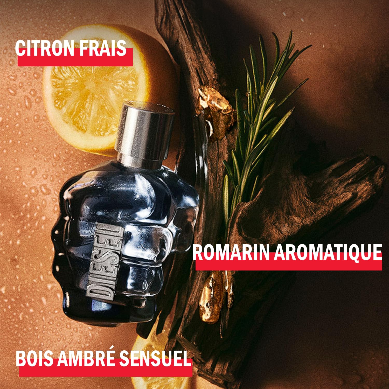 DIESEL Only The Brave - Eau De Toilette Homme - Boisé Ambré - Citron Frais, Ambre & Accord de Cuir - Tenue Longue Durée - Spray Vaporisateur