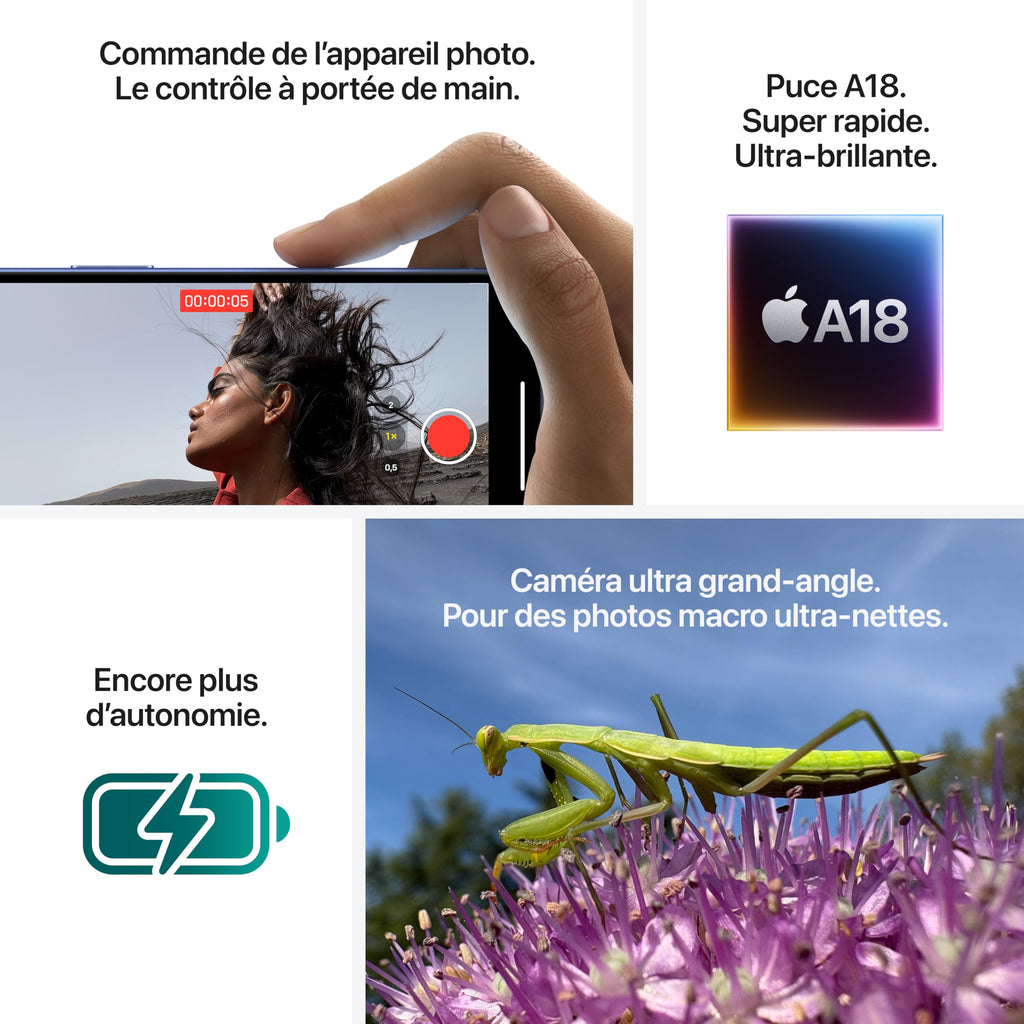 Apple iPhone 16 (128 Go) - Noir